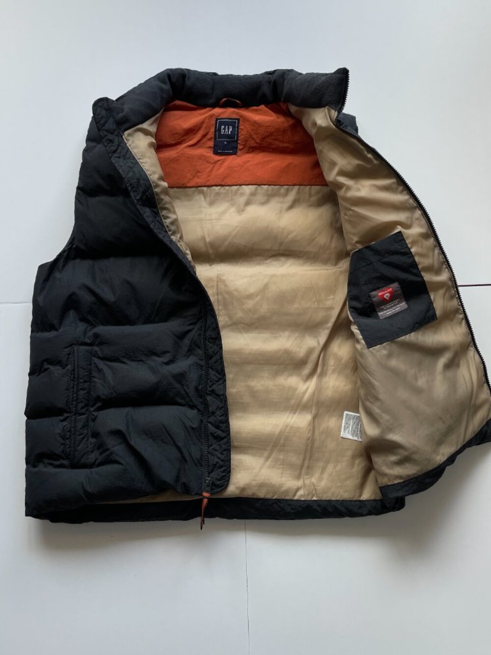 Vintage Y2K GAP Puffer Vest Mens XL Black PRIMALOFT Full Zip
